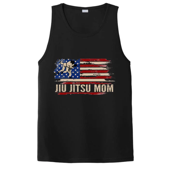 Bjj Jiujitsu Mom American Usa Flag Sports Performance Tank