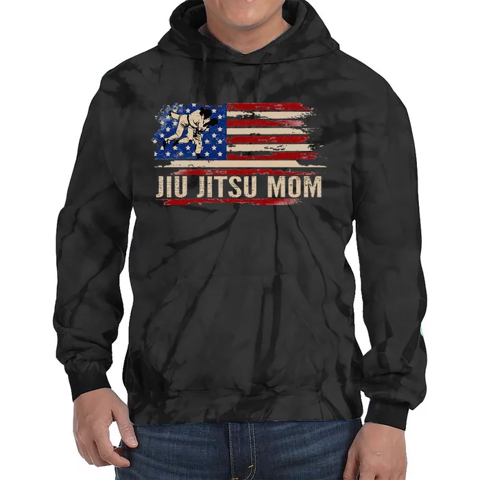 Bjj Jiujitsu Mom American Usa Flag Sports Tie Dye Hoodie