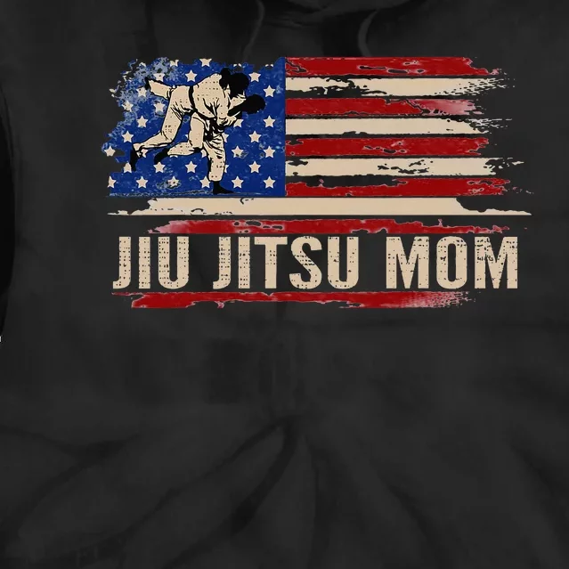 Bjj Jiujitsu Mom American Usa Flag Sports Tie Dye Hoodie