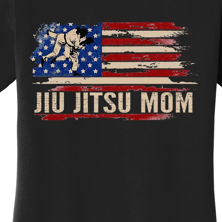 Bjj Jiujitsu Mom American Usa Flag Sports Women's T-Shirt