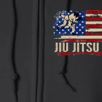 Bjj Jiujitsu Mom American Usa Flag Sports Full Zip Hoodie