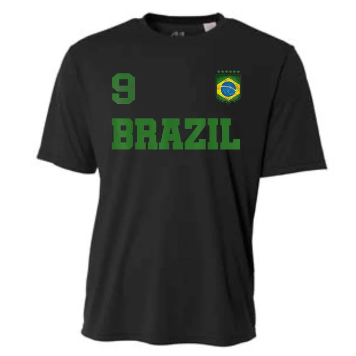 Brazil Jersey Number Nine Brazilian Futebol Soccer Cooling Performance Crew T-Shirt