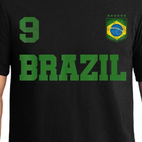 Brazil Jersey Number Nine Brazilian Futebol Soccer Pajama Set