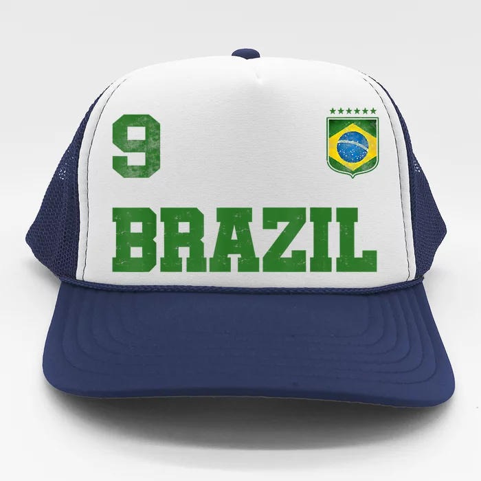 Brazil Jersey Number Nine Brazilian Futebol Soccer Trucker Hat