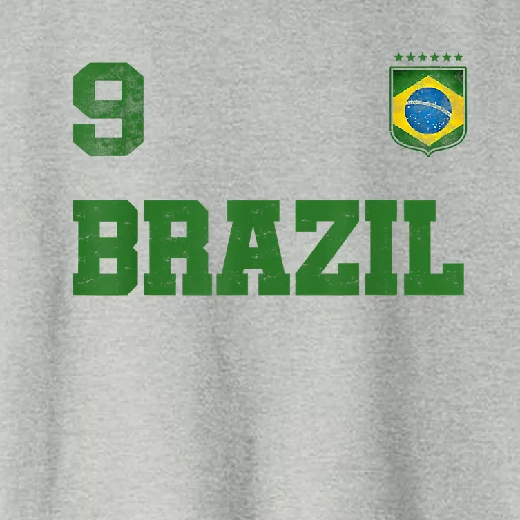 Brazil Jersey Number Nine Brazilian Futebol Soccer Women's Crop Top Tee