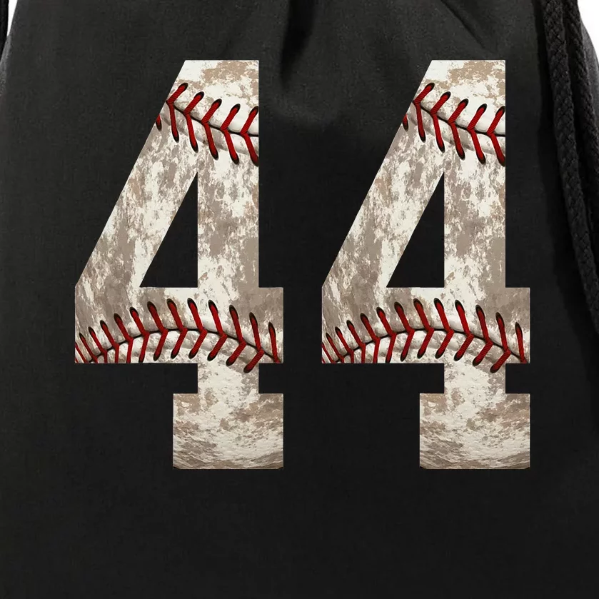 Baseball Jersey Number 44 Outfit Distressed Ball Design Drawstring Bag