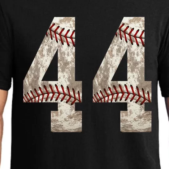 Baseball Jersey Number 44 Outfit Distressed Ball Design Pajama Set