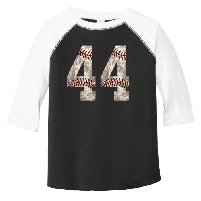 Baseball Jersey Number 44 Outfit Distressed Ball Design Toddler Fine Jersey T-Shirt