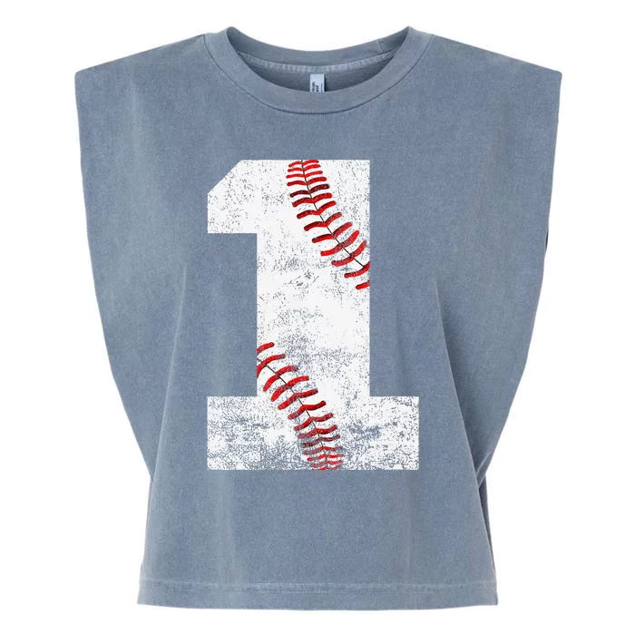 Baseball Jersey Number 1 Vintage 1st Birthday Garment-Dyed Women's Muscle Tee