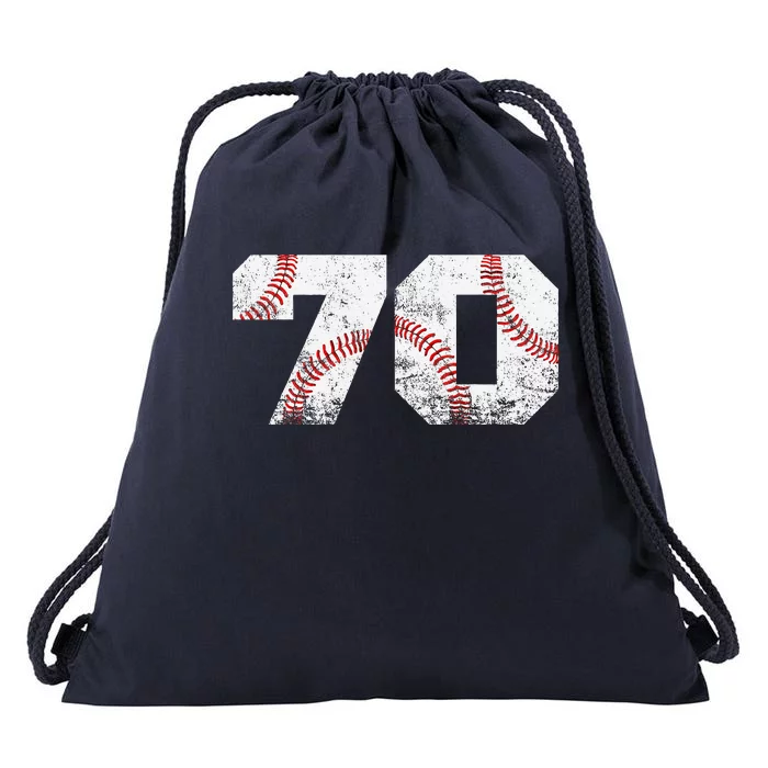 Baseball Jersey Number 70 Vintage 70th Birthday Drawstring Bag