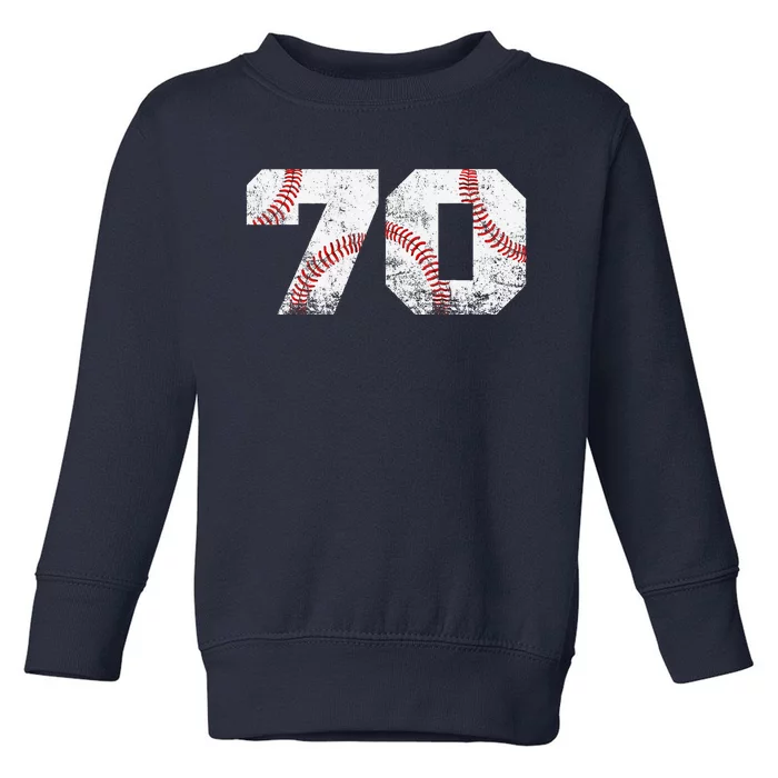 Baseball Jersey Number 70 Vintage 70th Birthday Toddler Sweatshirt