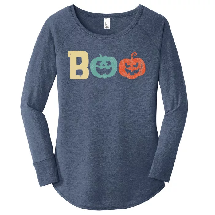 Boo Jack OLantern Cute Pumpkins Vintage Halloween Women's Perfect Tri Tunic Long Sleeve Shirt