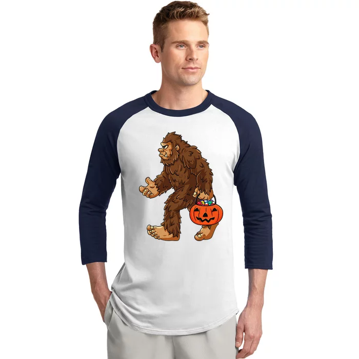 Bigfoot Jack O Lantern Funny Halloween Sasquatch Baseball Sleeve Shirt