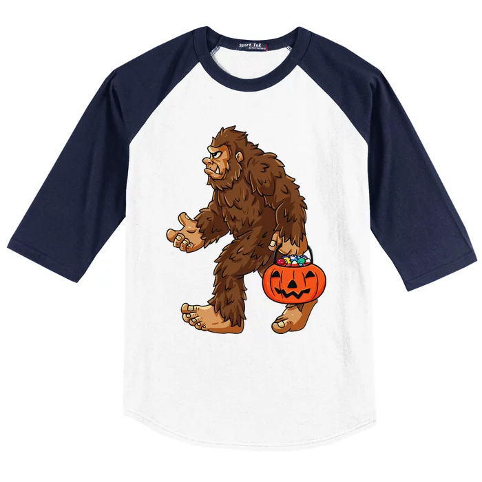 Bigfoot Jack O Lantern Funny Halloween Sasquatch Baseball Sleeve Shirt