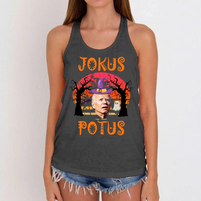 Biden JOKUS POTUS Halloween Retro Vintage Women's Knotted Racerback Tank