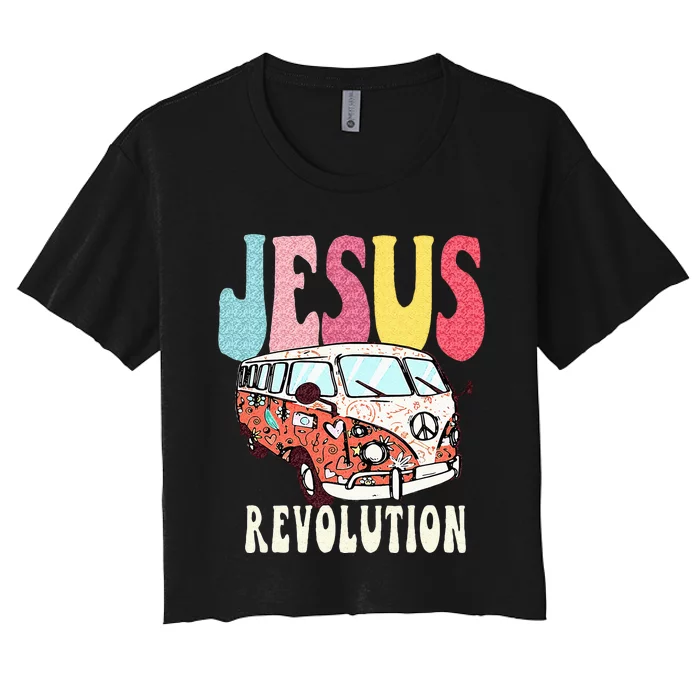 Boho Jesus Revolution Christian Faith Based Jesus Costume Women's Crop Top Tee