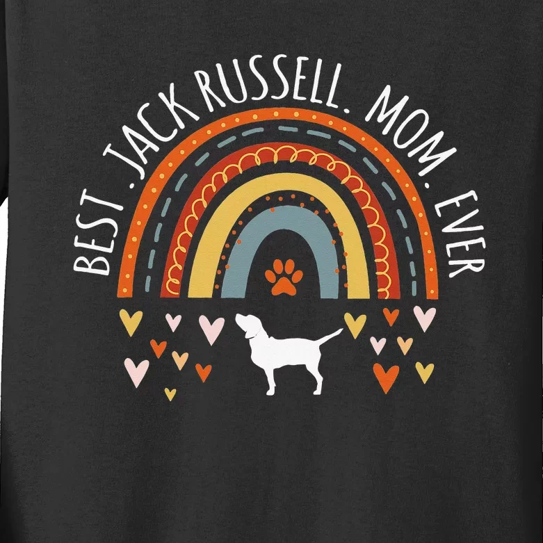 Best Jack Russell Mom Ever Rainbow Gifts Jack Russell Lover Kids Long Sleeve Shirt