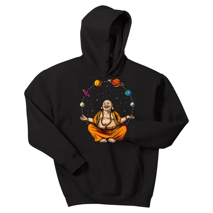 Buddha Juggling Space Planets Zen Yoga Meditation Spiritual Kids Hoodie