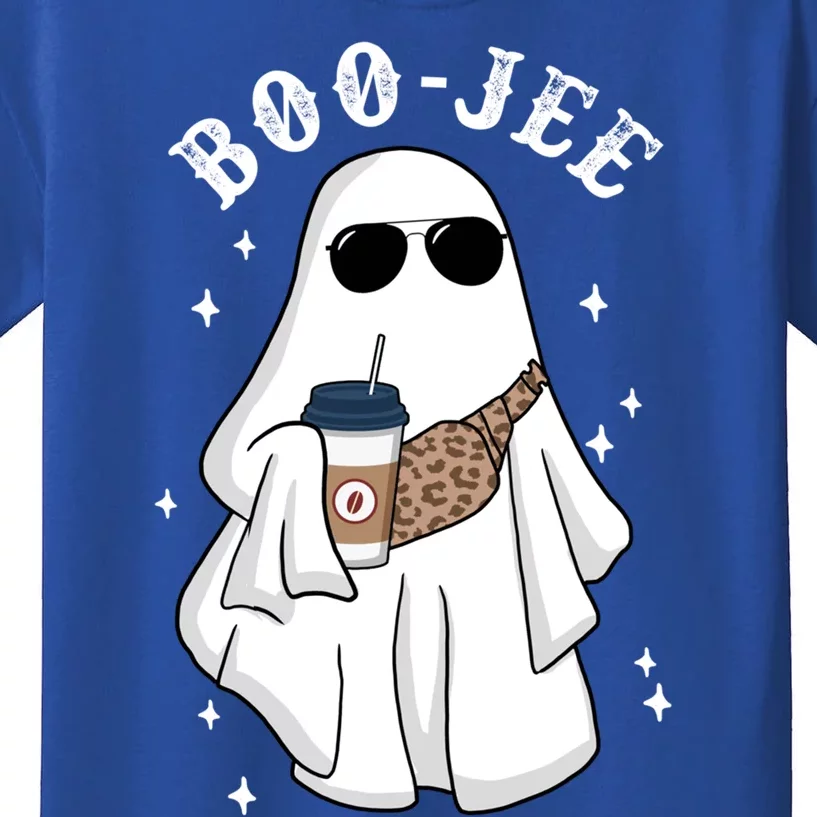 Boo Jee Spooky Cute Ghost Ing Coffee Halloween Leopard Great Gift Kids T-Shirt