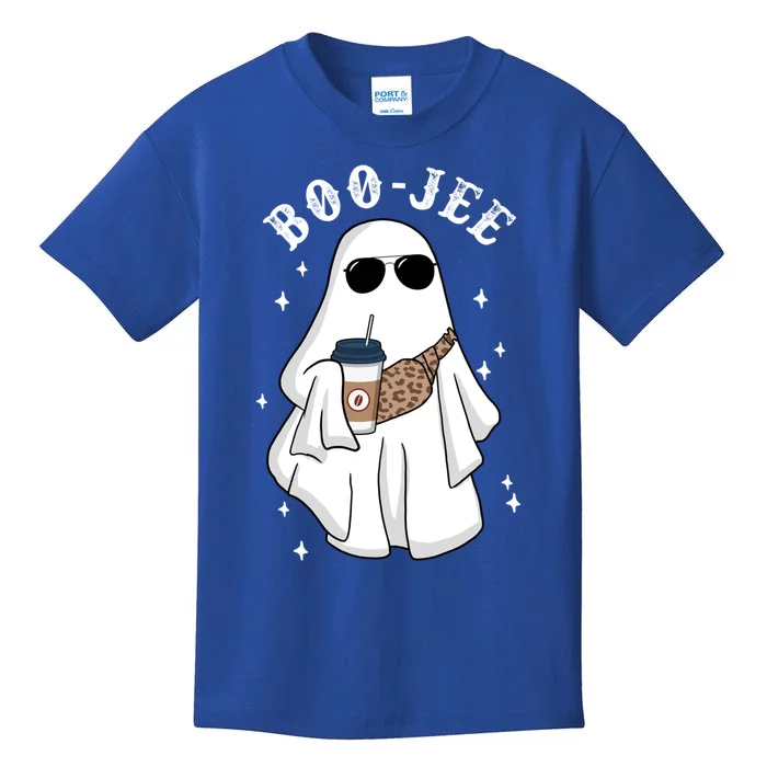 Boo Jee Spooky Cute Ghost Ing Coffee Halloween Leopard Great Gift Kids T-Shirt