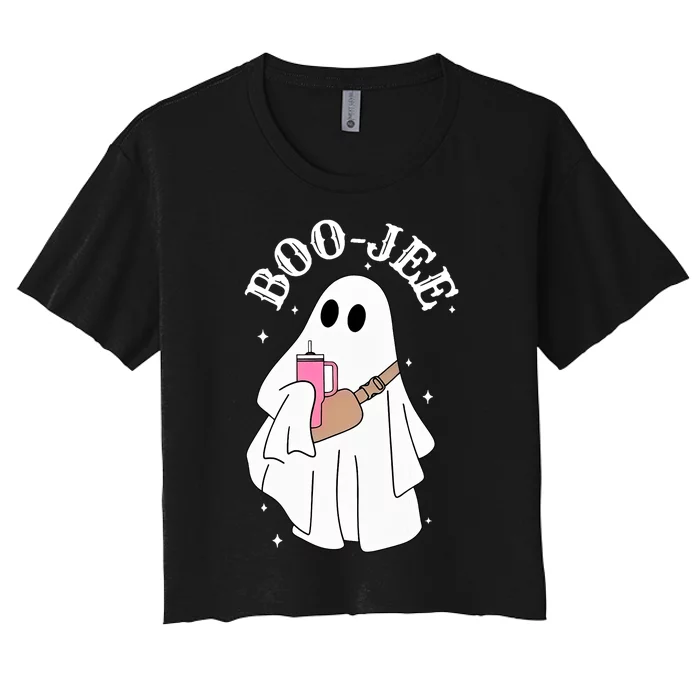 Boo Jee Spooky Season Cute Ghost Halloween Costume Boujee Women's Crop Top Tee