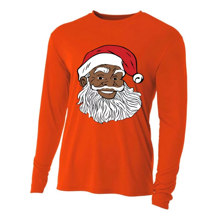 Black Jolly Santa Cute Gift Fun African American Santa Cooling Performance Long Sleeve Crew