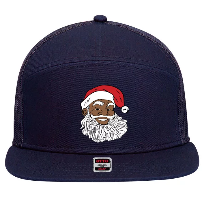 Black Jolly Santa Cute Gift Fun African American Santa 7 Panel Mesh Trucker Snapback Hat