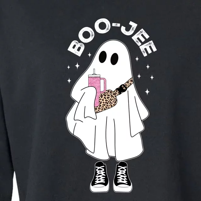 Boo Jee Spooky Season Cute Ghost Halloween Costume Boujee Cropped Pullover Crew