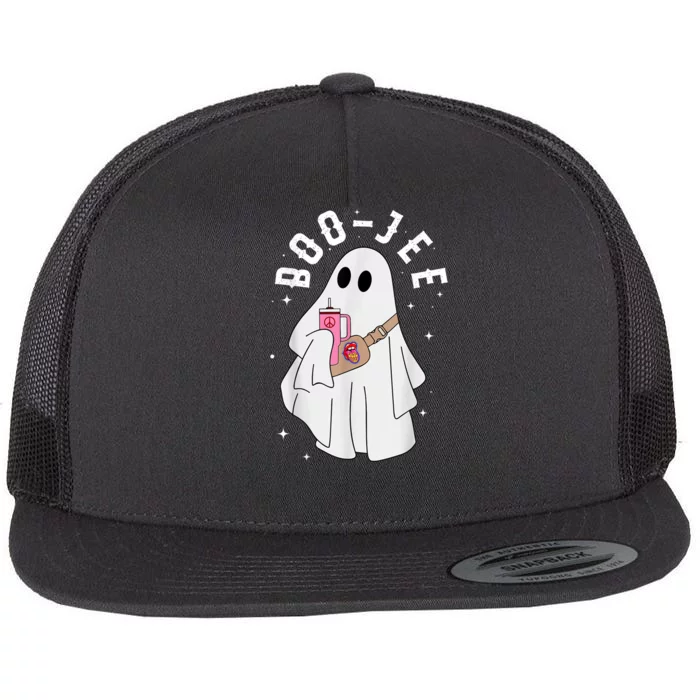 Boo Jee Spooky Season Cute Ghost Halloween Costume Boujee Flat Bill Trucker Hat