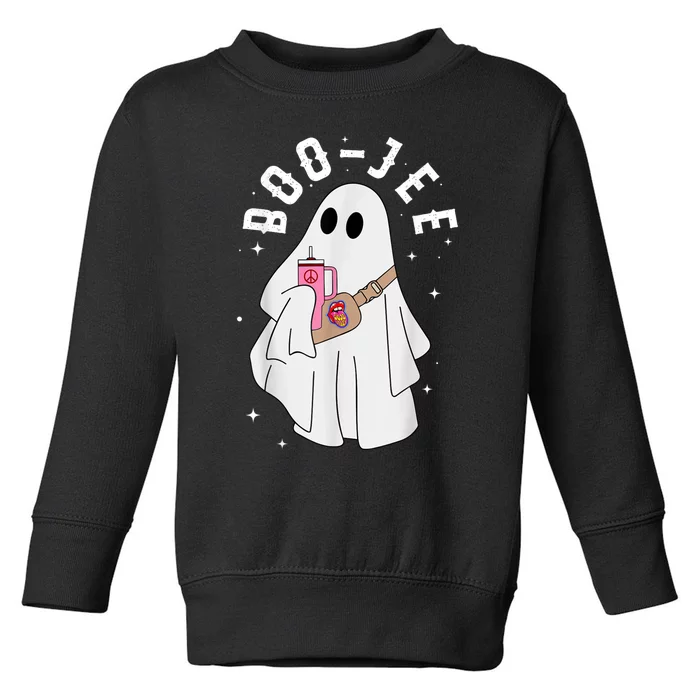 Boo Jee Spooky Season Cute Ghost Halloween Costume Boujee Toddler Sweatshirt