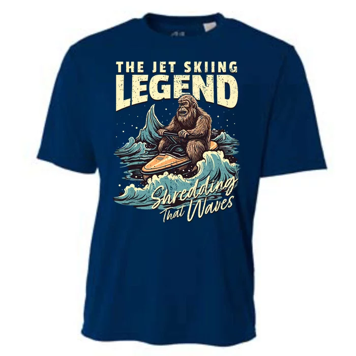 Bigfoot Jet Skiing Watercraft Rider Sasquatch Jet Skiing Cooling Performance Crew T-Shirt