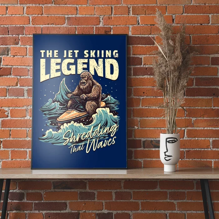 Bigfoot Jet Skiing Watercraft Rider Sasquatch Jet Skiing Poster