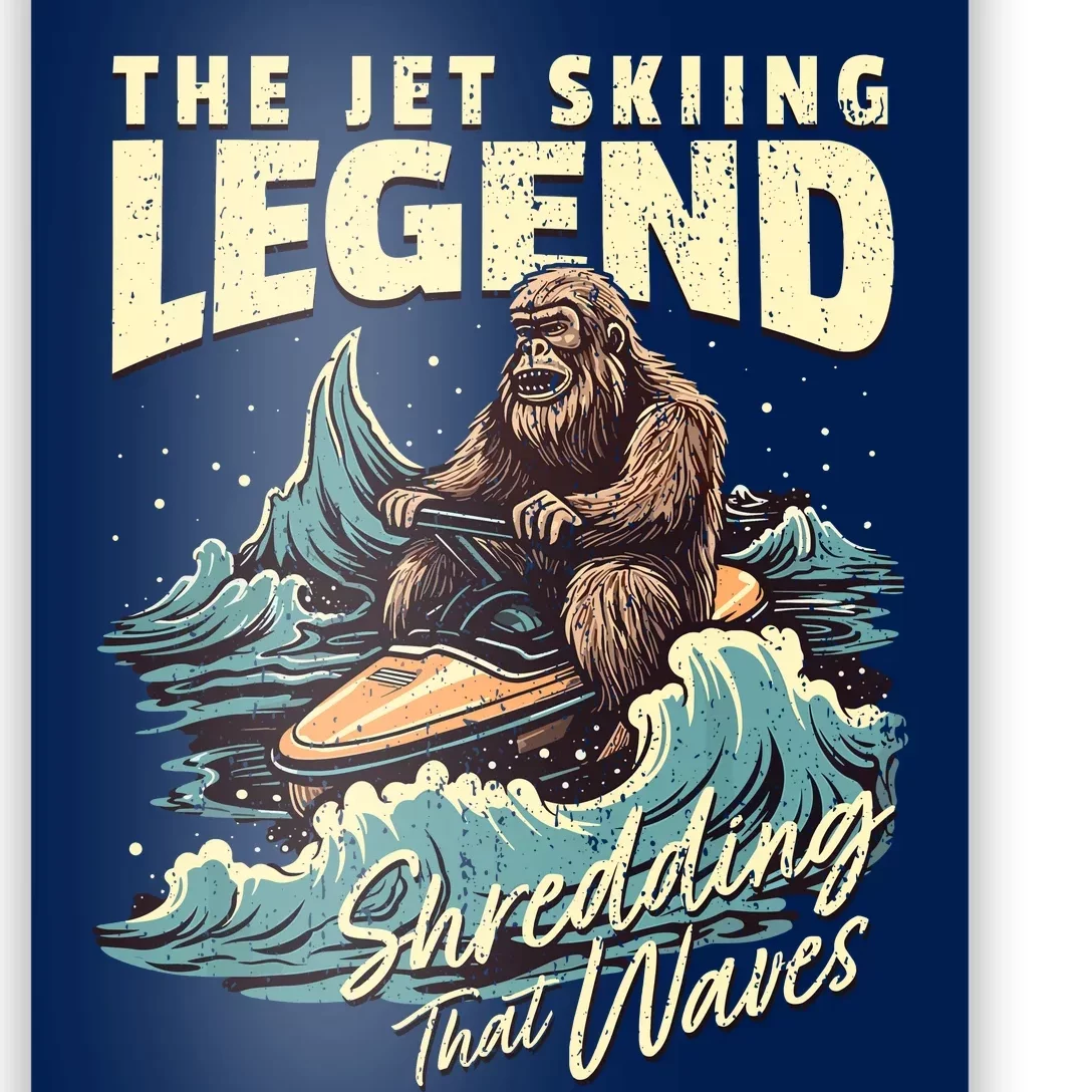 Bigfoot Jet Skiing Watercraft Rider Sasquatch Jet Skiing Poster