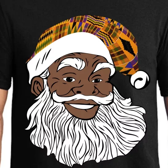 Black Jolly Santa African American Santa Kente Gift Pajama Set