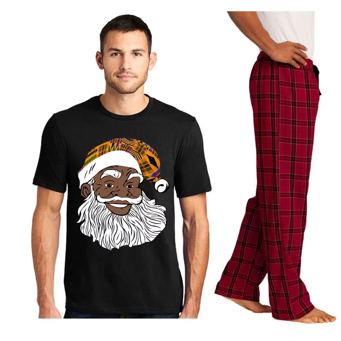 Black Jolly Santa African American Santa Kente Gift Pajama Set