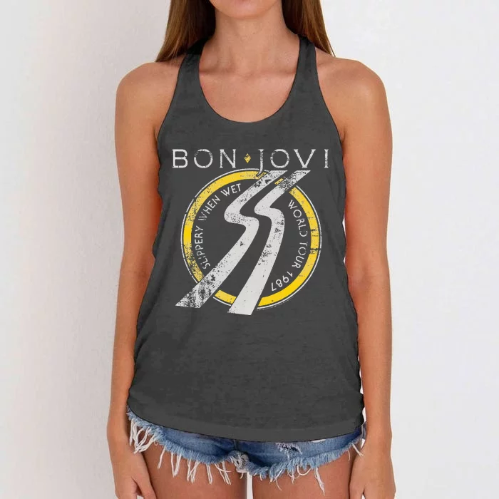 B.O.N J.O.V.I Slippery When Wet Women's Knotted Racerback Tank