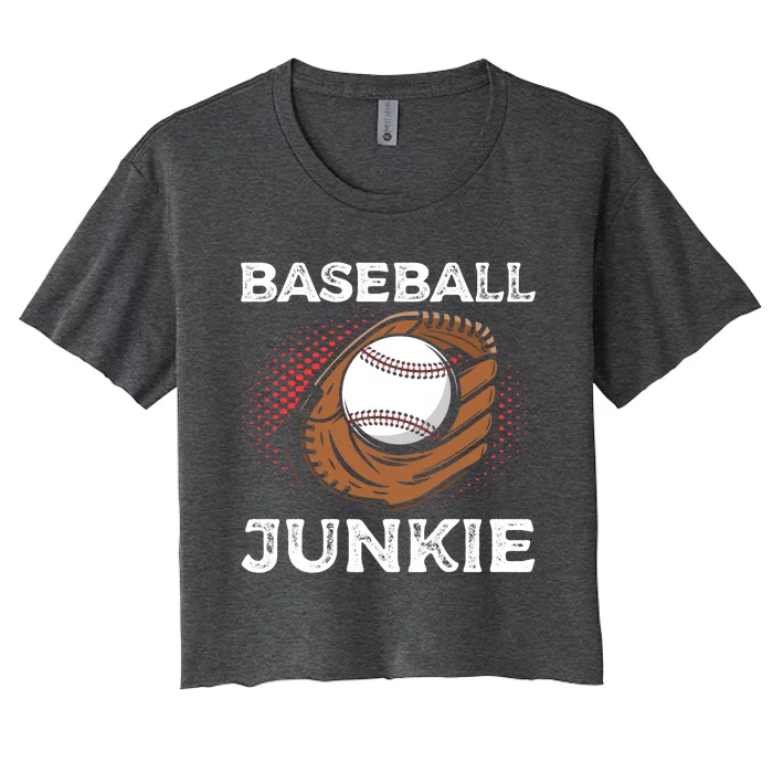 Baseball Junkie Sports Player Ball Pitcher Baseball Great Gift Women's Crop Top Tee