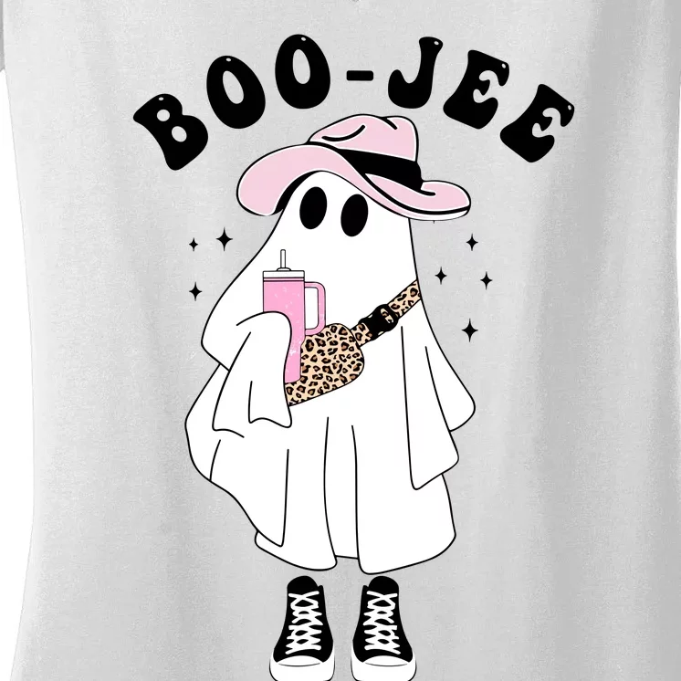 Boo Jee Spooky Season Cute Ghost Halloween Costume Boojee Women's V-Neck T-Shirt