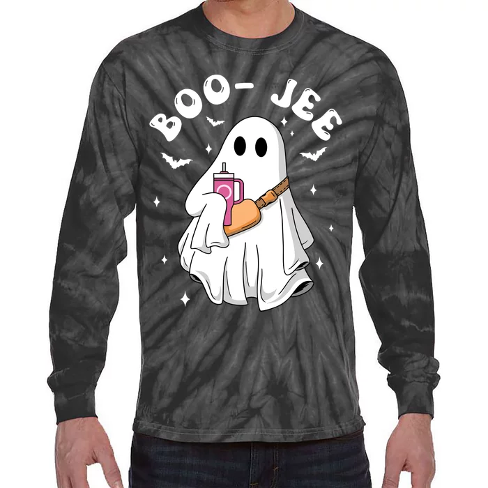 Boo Jee Spooky Season Cute Ghost Halloween Costume Boojee Tie-Dye Long Sleeve Shirt