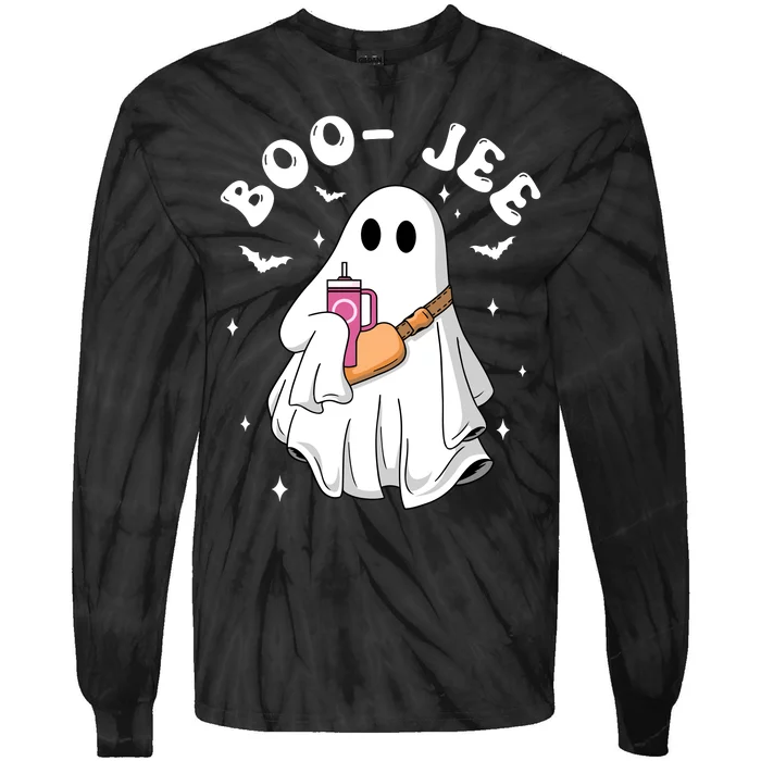 Boo Jee Spooky Season Cute Ghost Halloween Costume Boojee Tie-Dye Long Sleeve Shirt