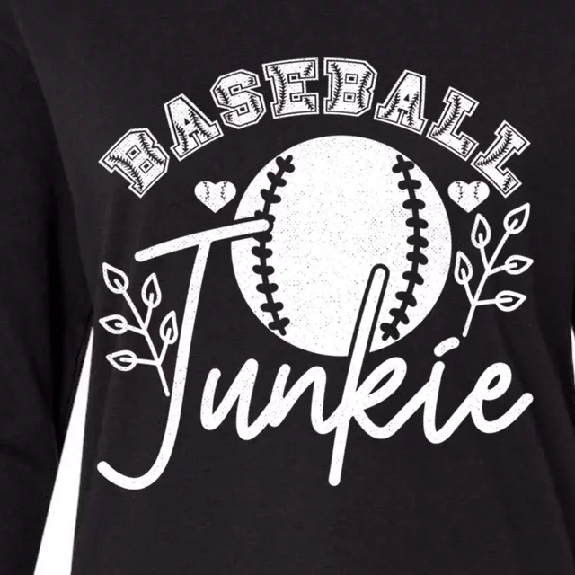 Baseball Junkie Sport Humor Funny Gift Womens Cotton Relaxed Long Sleeve T-Shirt