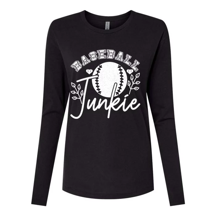 Baseball Junkie Sport Humor Funny Gift Womens Cotton Relaxed Long Sleeve T-Shirt