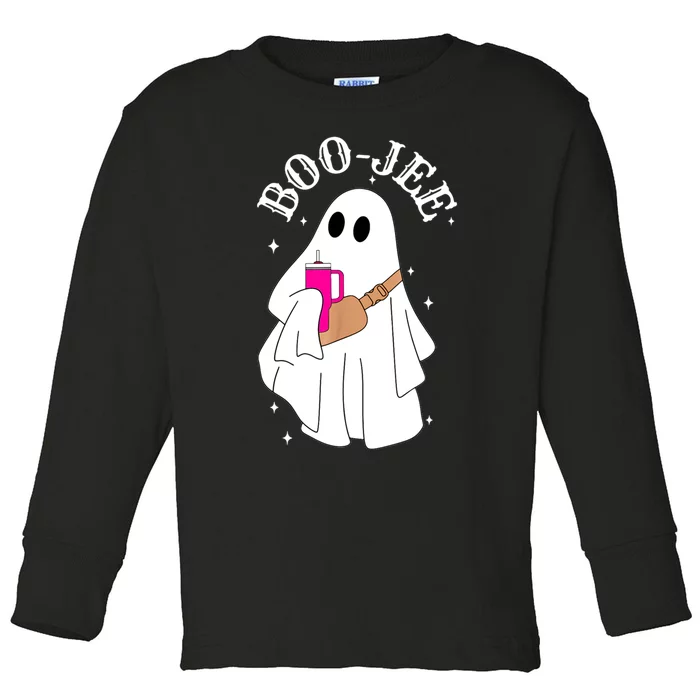 Boo Jee Spooky Season Cute Ghost Halloween Costume Boujee Toddler Long Sleeve Shirt