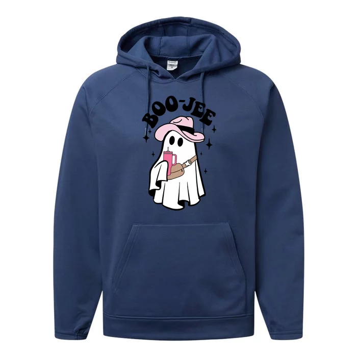 Boo Jee Spooky Season Cute Ghost Halloween Costume Boujee Performance Fleece Hoodie