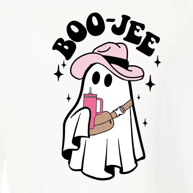 Boo Jee Spooky Season Cute Ghost Halloween Costume Boujee Cropped Pullover Crew