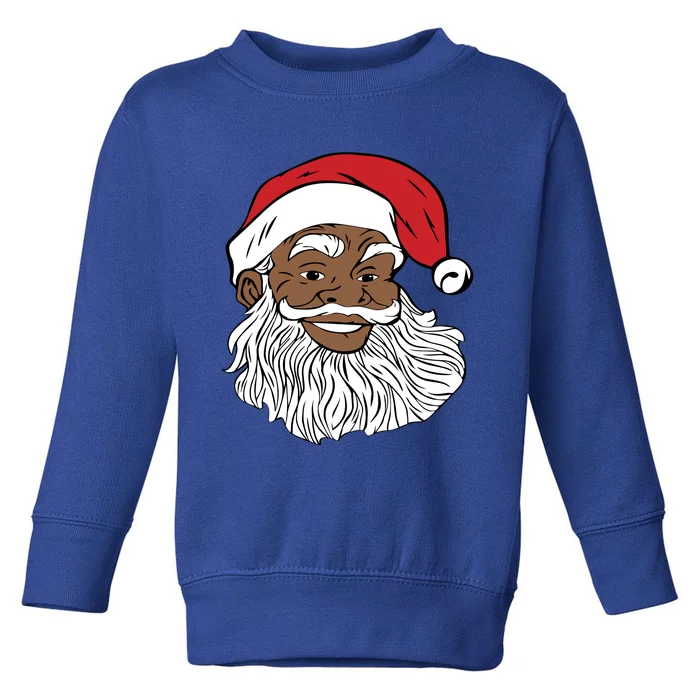 Black Jolly Santa Gift Fun African American Santa Toddler Sweatshirt