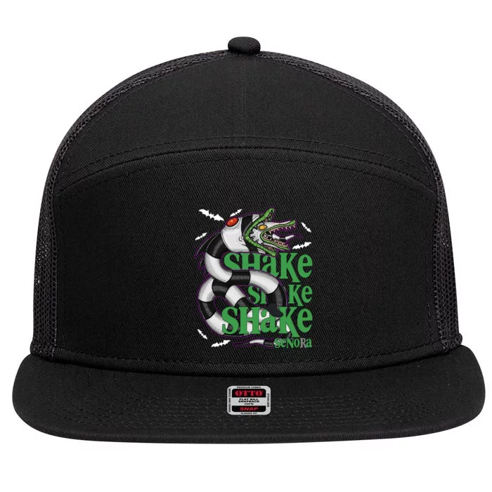 Beetle Juice Snake Shake Shake Senora Halloween 7 Panel Mesh Trucker Snapback Hat