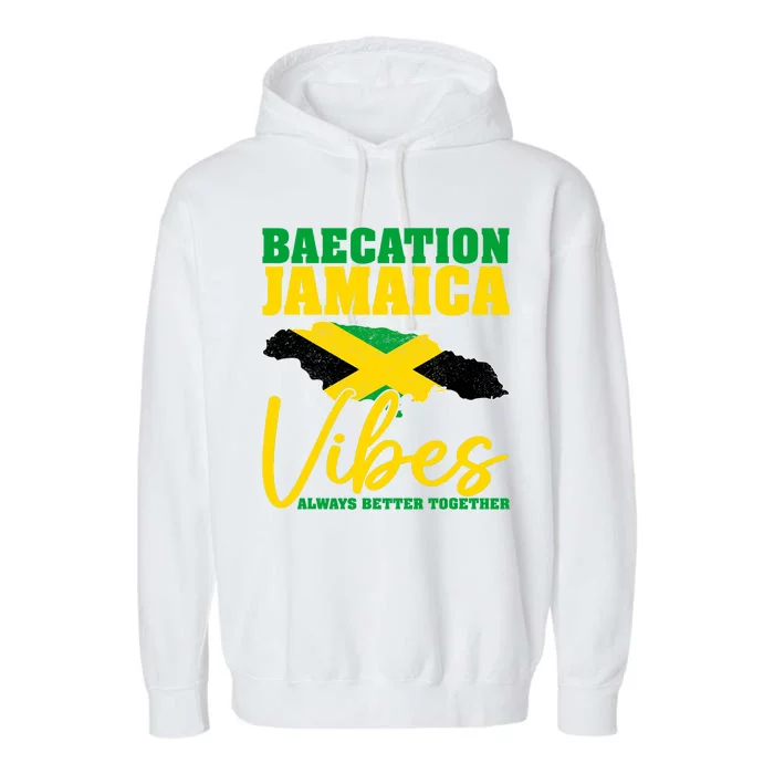 Baecation Jamaica Vibes Matching Couple Vacation Trip Garment-Dyed Fleece Hoodie