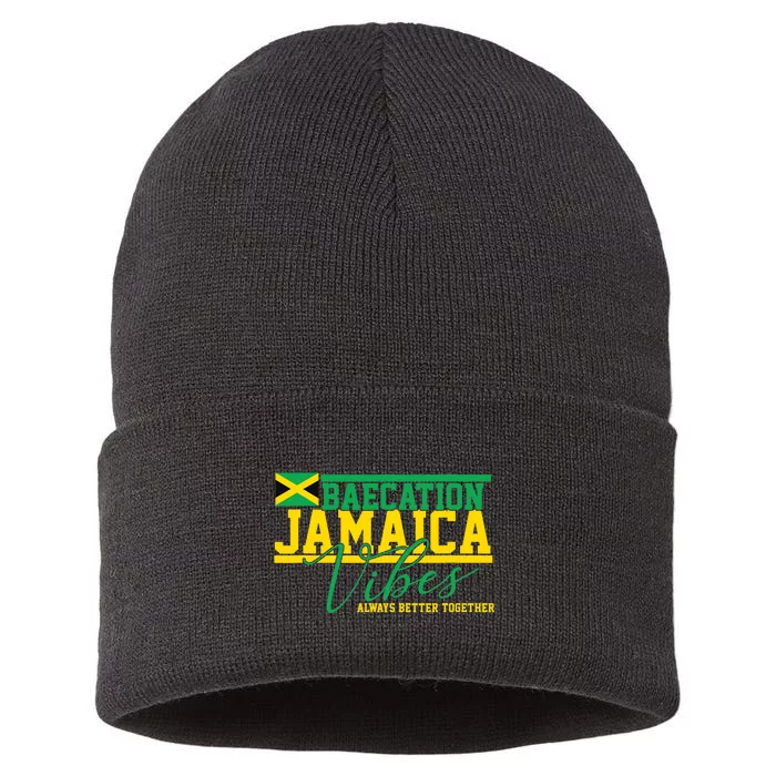 Bae-cation Jamaica Vibes better together matchin couple Sustainable Knit Beanie