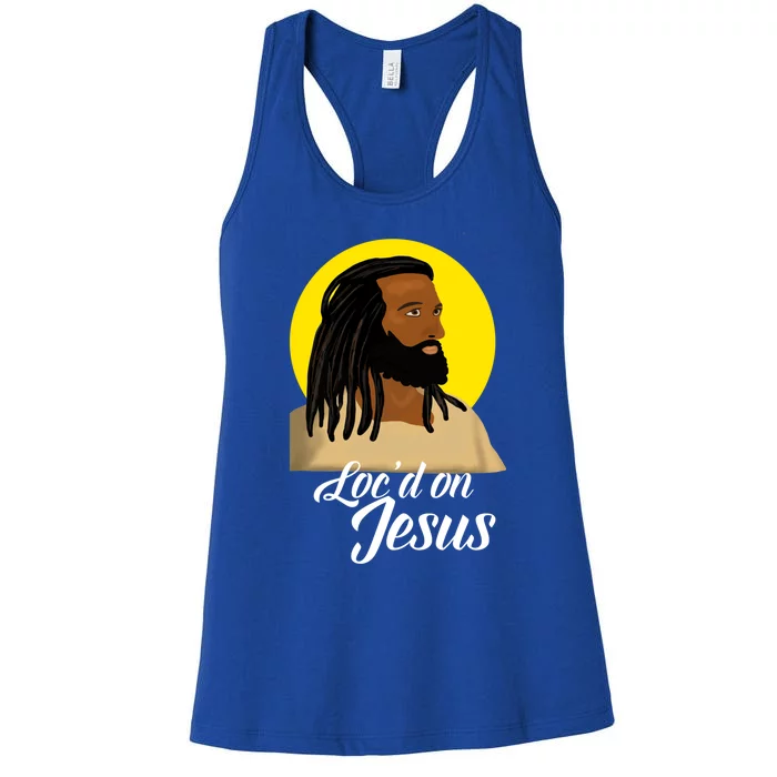 Black Jesus With Locs African American Christian Christmas Gift Women's Racerback Tank